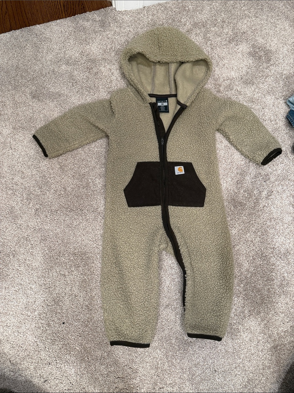 Carhartt Tan Sherpa One-Piece like new 9M